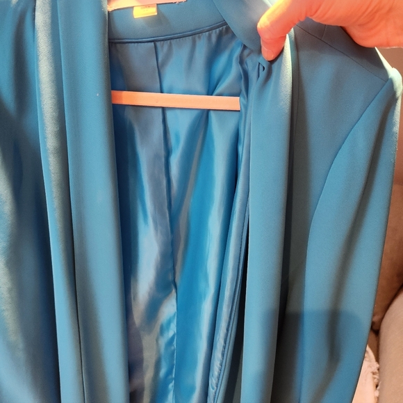 Calvin Klein Women's Teal Blue Turquoise Open Front Blazer Jacket 18W Plus - Picture 8 of 9